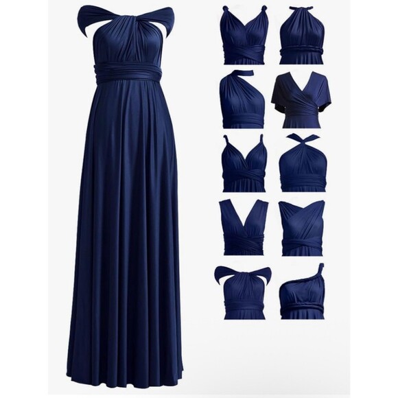 72 Styles Infinity Dress In Navy Long Convertible Multi Wear Options - Picture 1 of 8